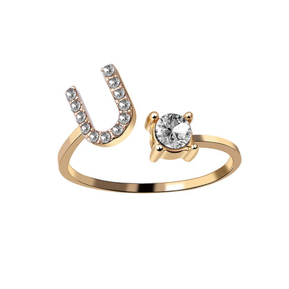 Crystal Initial Open Ring