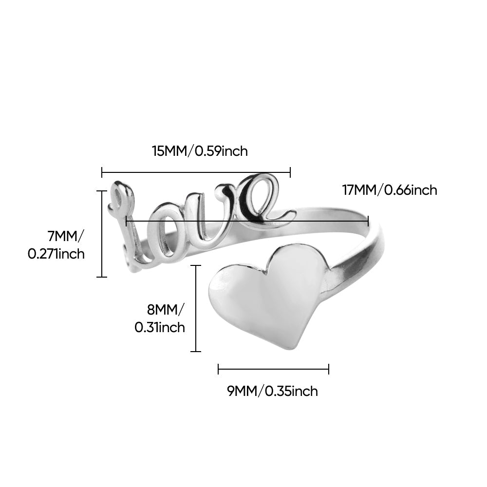 Open Heart Stainless Steel Ring