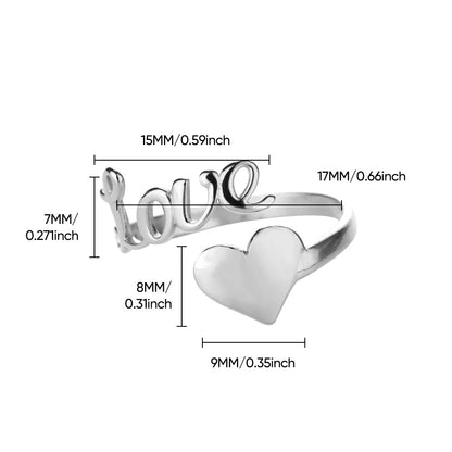 Open Heart Stainless Steel Ring