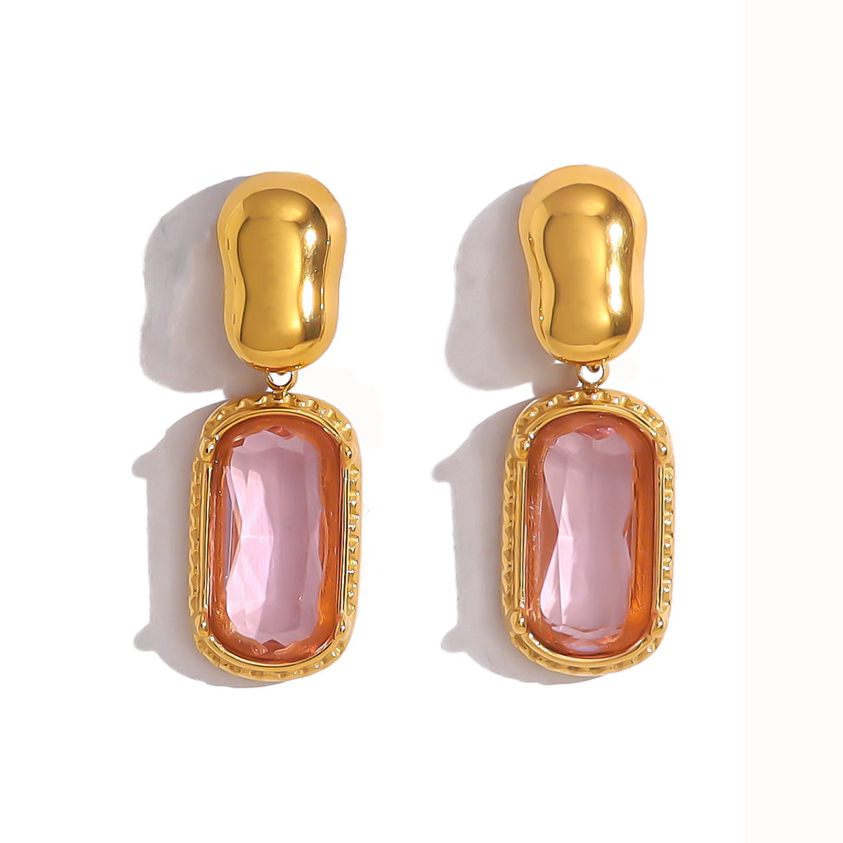 Matte Blush Gem Drop Earrings