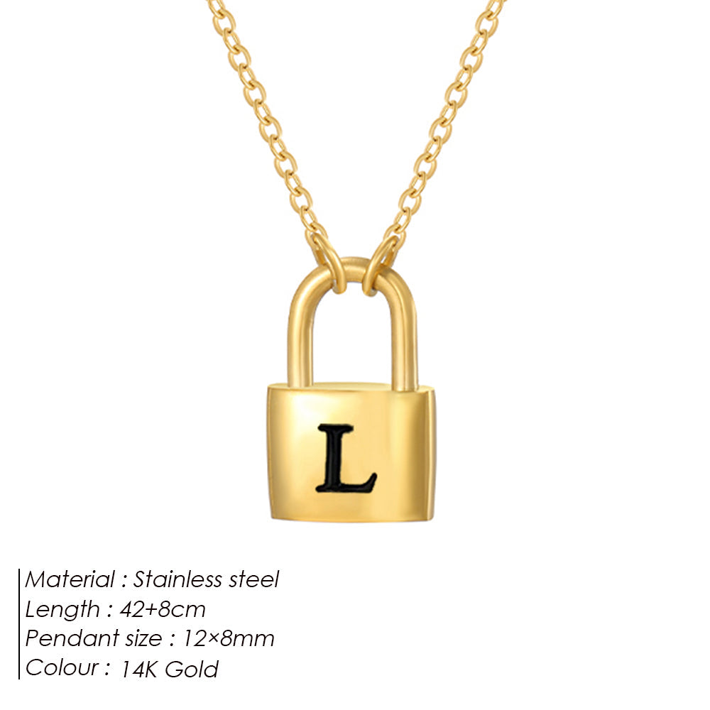 Initial Padlock Pendant Necklace