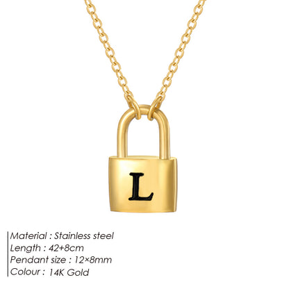 Initial Padlock Pendant Necklace