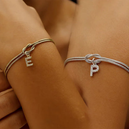 Diamond Letter Love Knot Bracelet