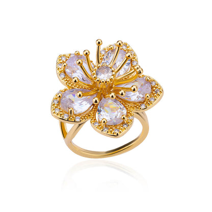 Gold Floral Adjustable Ring