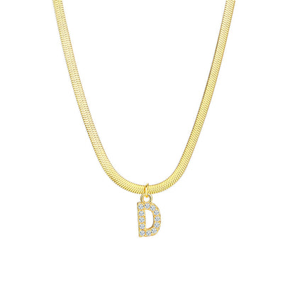 Gold Snake Chain Initial Necklace