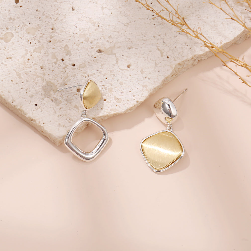 Asymmetrical White Geometric Drop Earrings