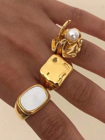 3pc Retro Stackable Open Ring Set