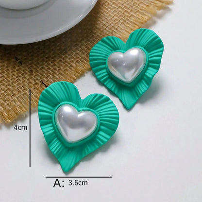 Pearl Heart Stud Earrings