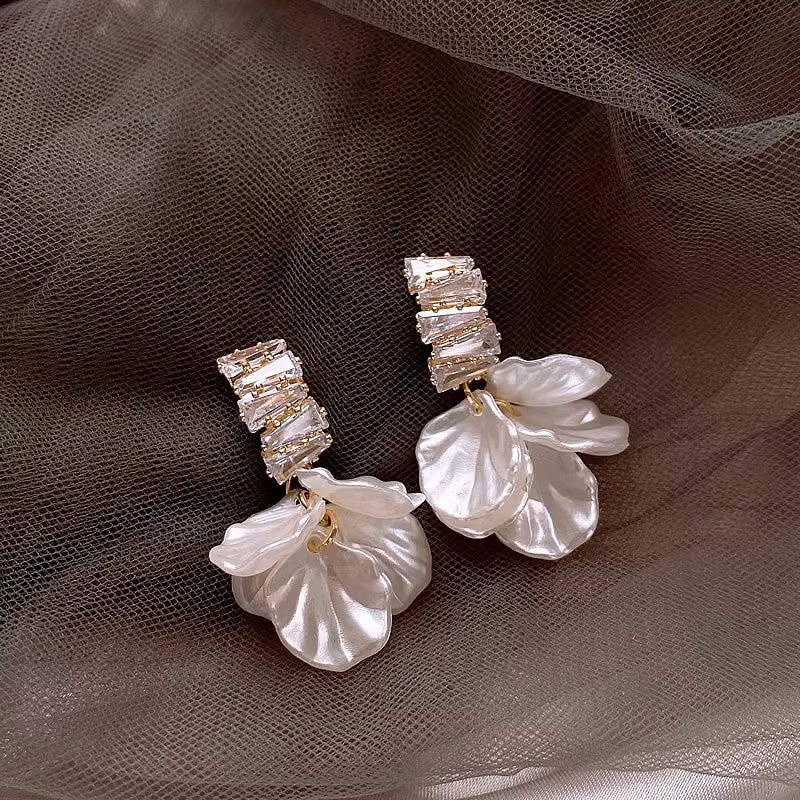 Crystal Petal Drop Earrings
