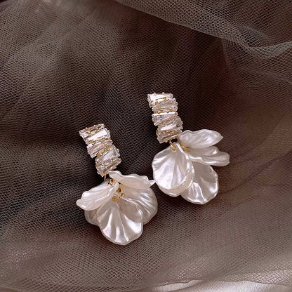 Crystal Petal Drop Earrings
