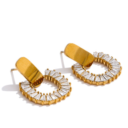 Rainbow Gem Semi-Hoop Earrings