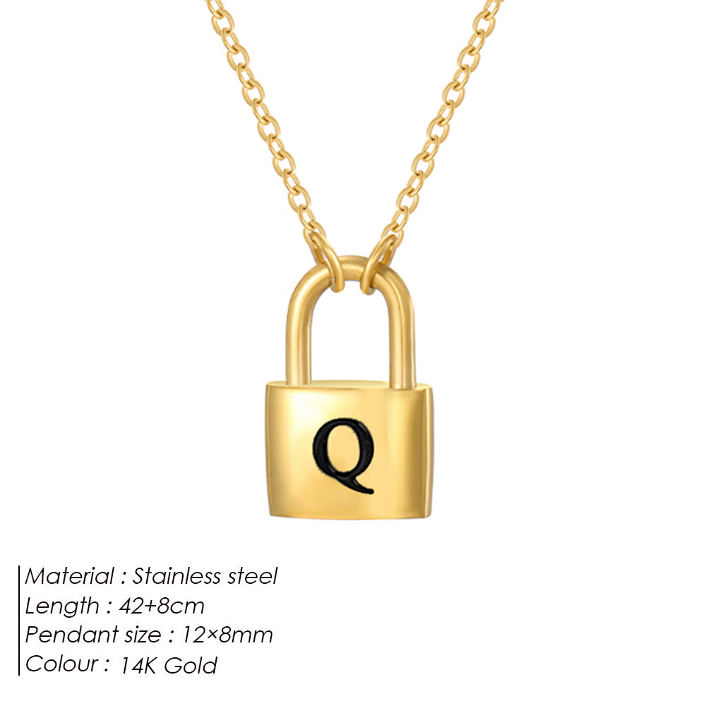 Initial Padlock Pendant Necklace