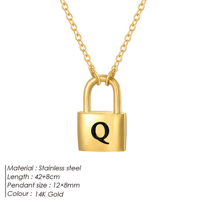Initial Padlock Pendant Necklace