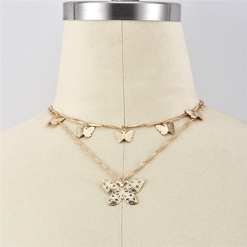 Butterfly Layered Pendant Necklace