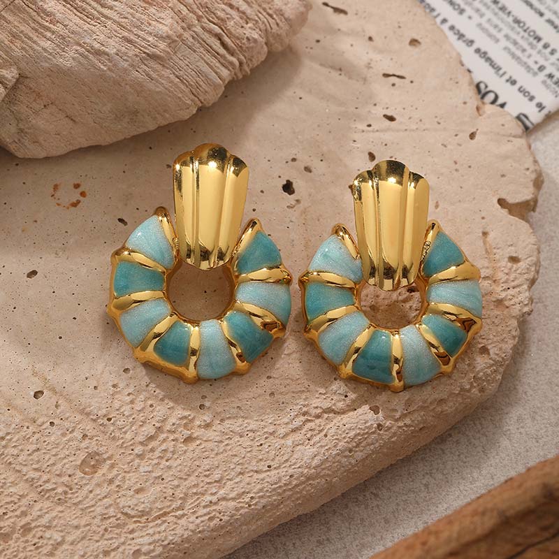 Turquoise Mosaic Hoop Earrings
