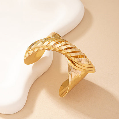 Gold Twisted Wide Statement Cuff