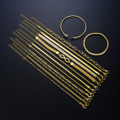 14pc Mixed Chain & Charm Bracelet Set