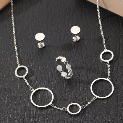 3pc Geometric Circle Jewelry Set