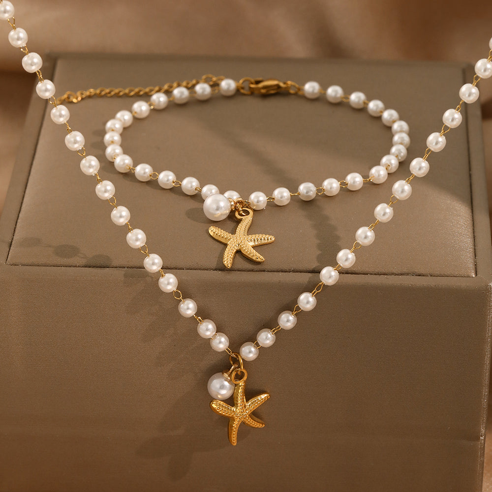 2pc Pearl Starfish Jewelry Set