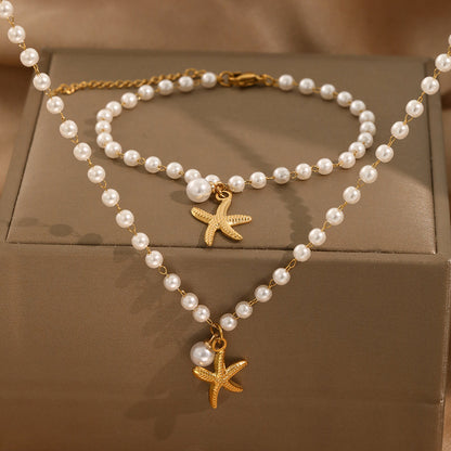 2pc Pearl Starfish Jewelry Set