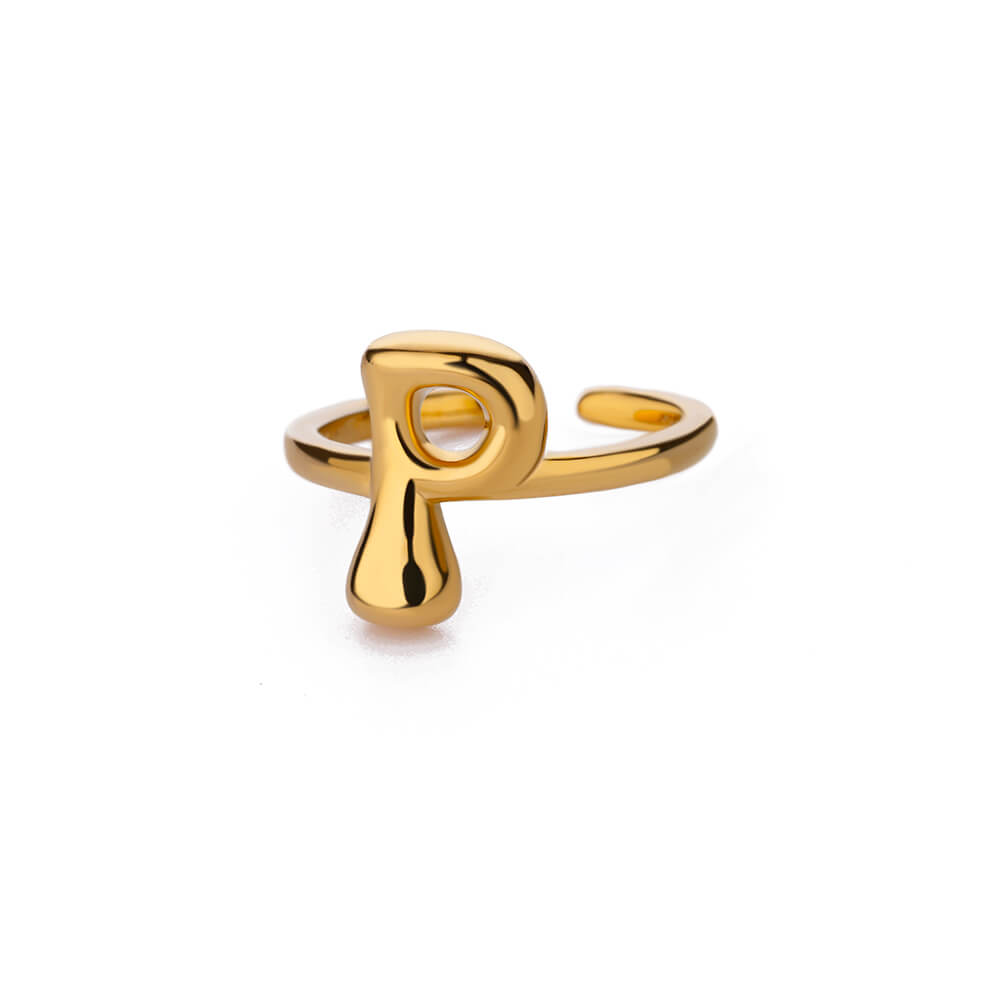 Gold Initial Statement Ring