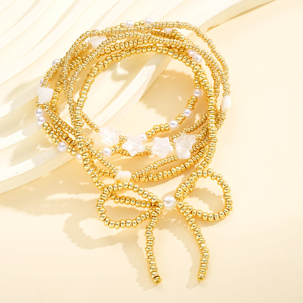 6pc Boho Beaded Charm Bracelet Set