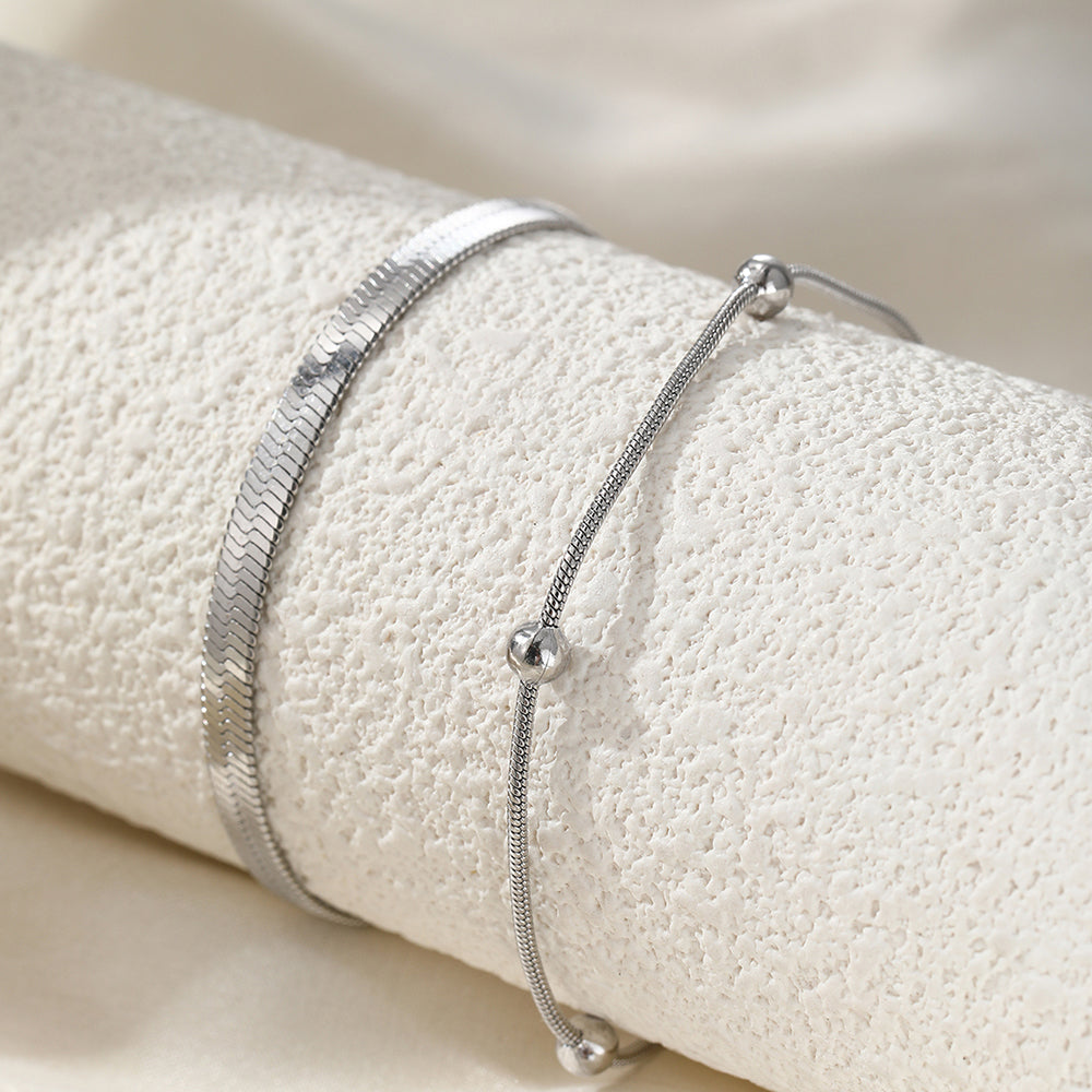 2pc Sleek Gold Layered Anklet Set