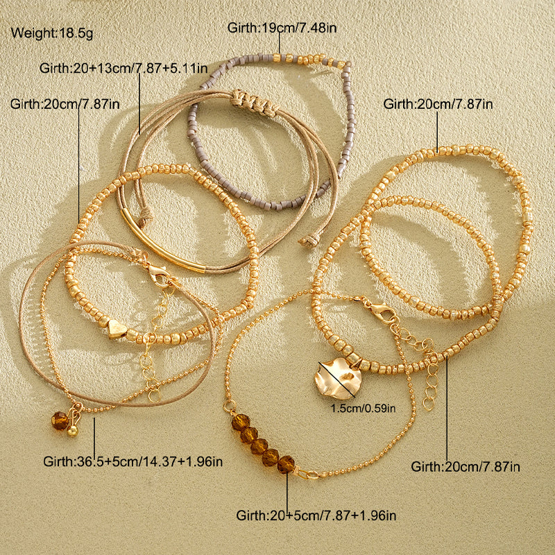 7pc Boho Heart Beaded Bracelet Set