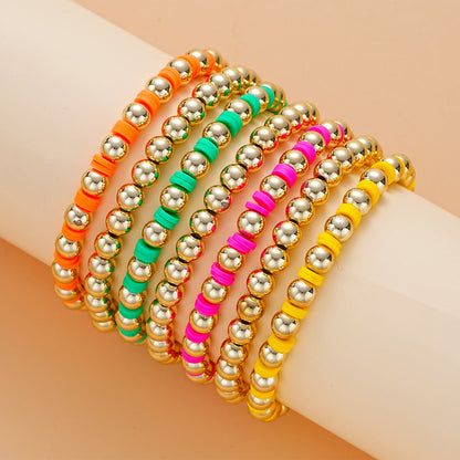 5pc Neon Beaded Stretch Bracelet Set
