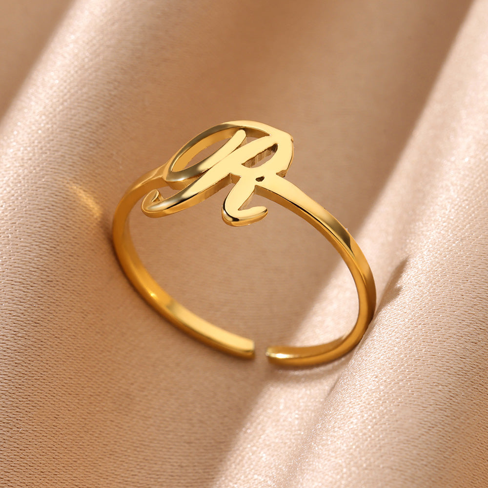 Gold Initial Letter Ring