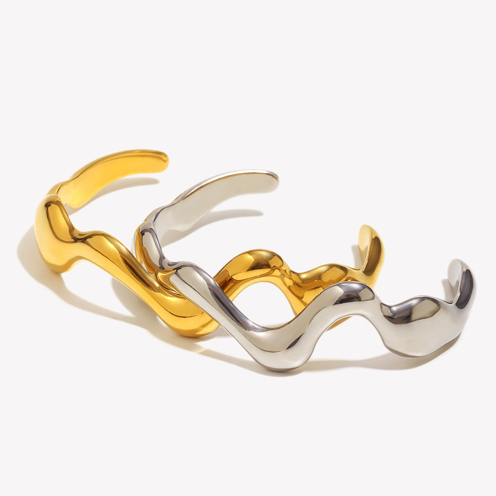 Chunky Abstract Metal Cuff Bracelet