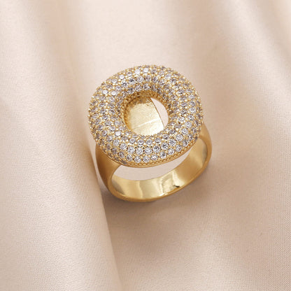 Gold Bubble Letter Initial Ring