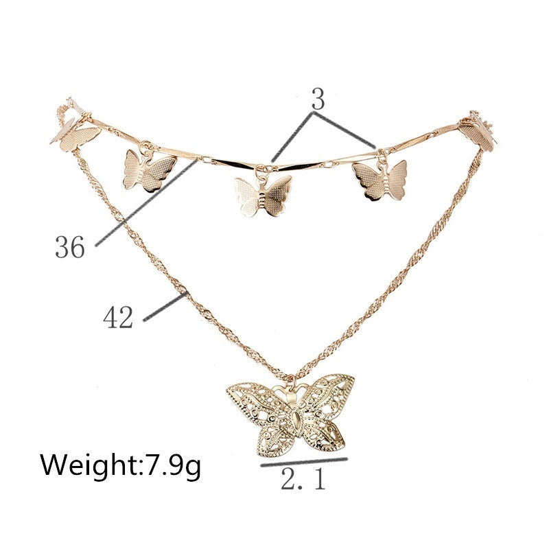 Butterfly Layered Pendant Necklace