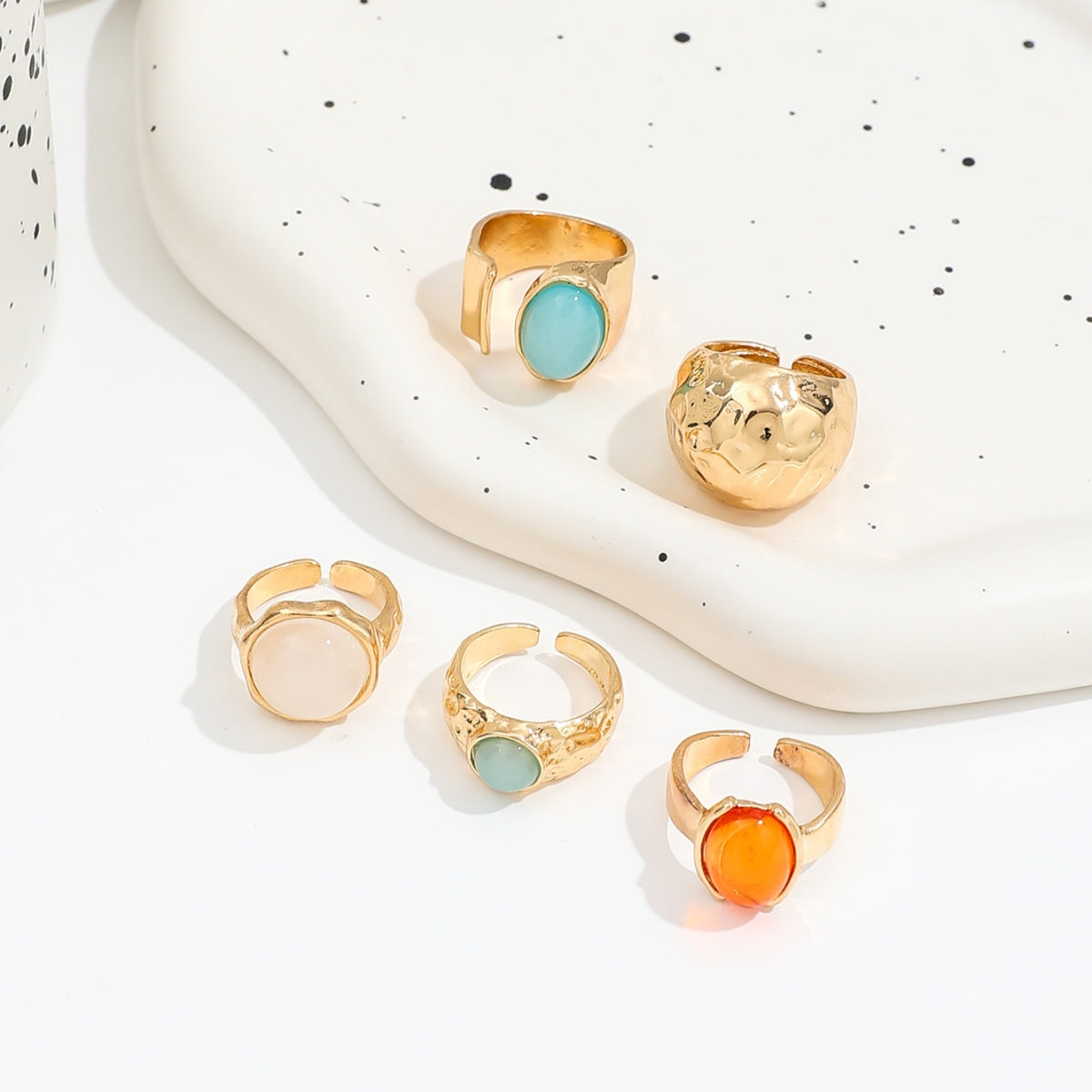 5pc Retro Gold Ring Set