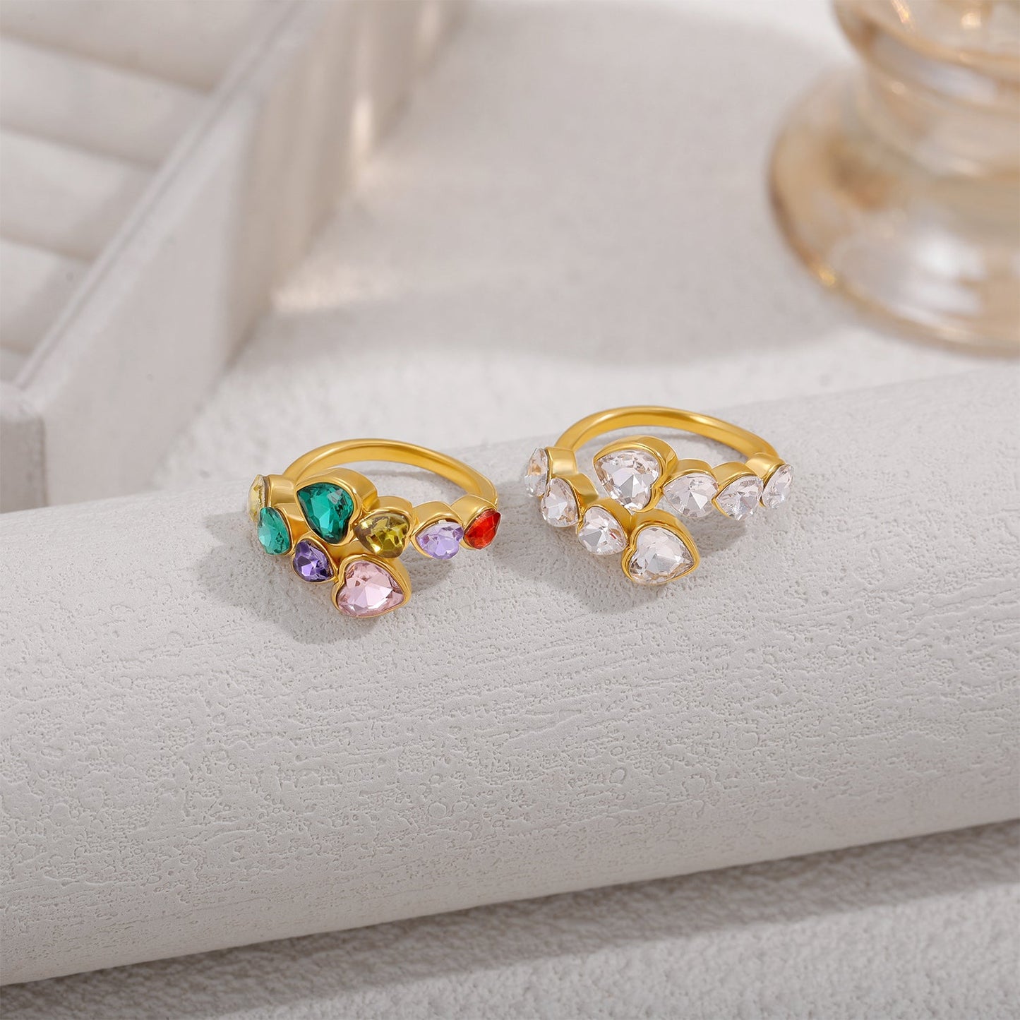 Gold Colorful Zircon Open Ring