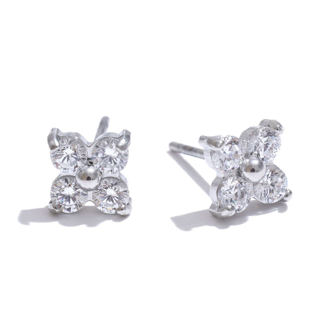 Mini Crystal Flower Stud Earrings