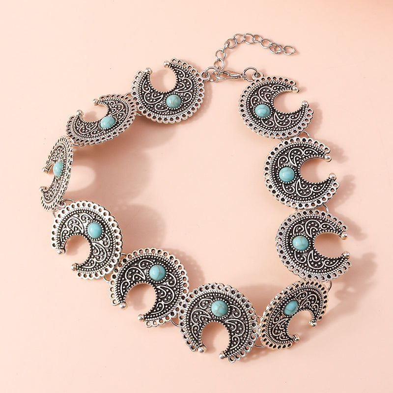 Boho Crescent Turquoise Choker