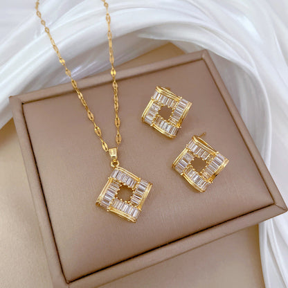 3pc Geometric Baguette Crystal Square Set
