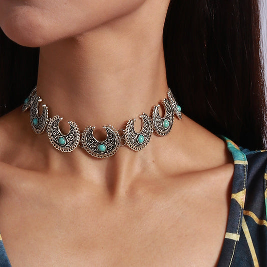 Boho Crescent Turquoise Choker