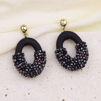 Beaded Gold Cluster Stud Earrings