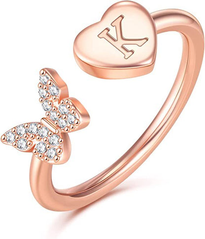 Butterfly Initial Zircon Ring