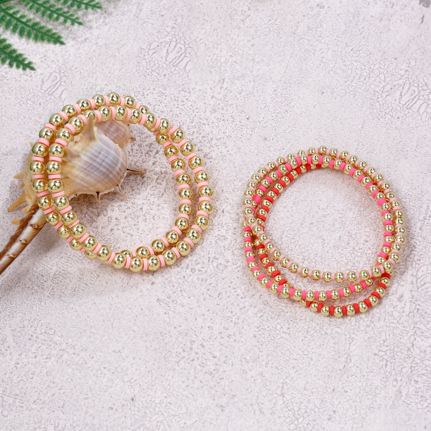 6pc Colorful Beaded Stretch Bracelet Set