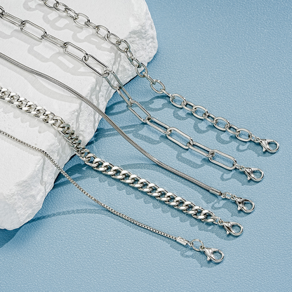 5pc Simple Cuban Chain Bracelet Set