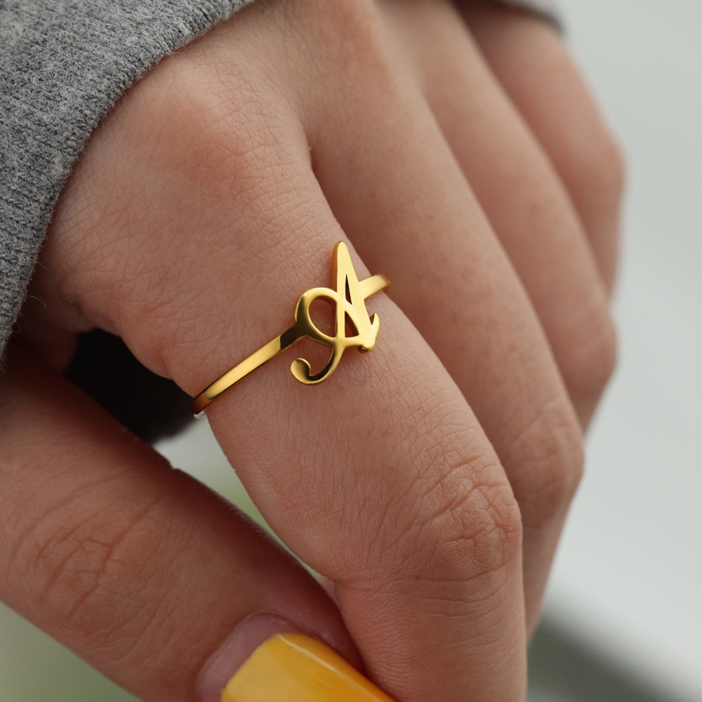 Gold Initial Letter Ring