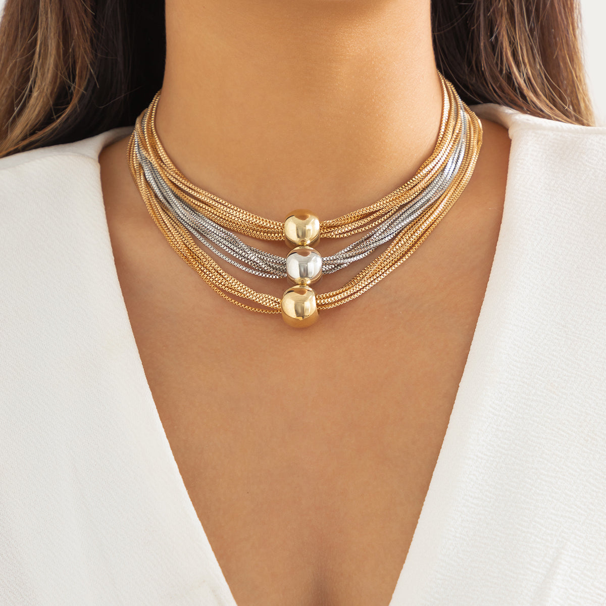 Chunky Gold Ball Choker Necklace