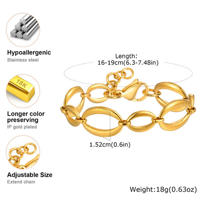 Gold Oval Link Chain Bracelet