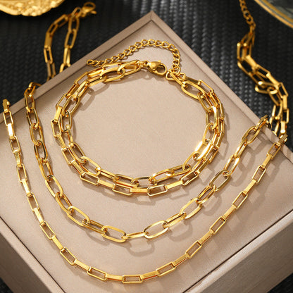 3pc Paperclip Chain Jewelry Set