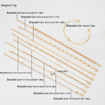 9pc Mixed Chain & Charm Bracelet Set