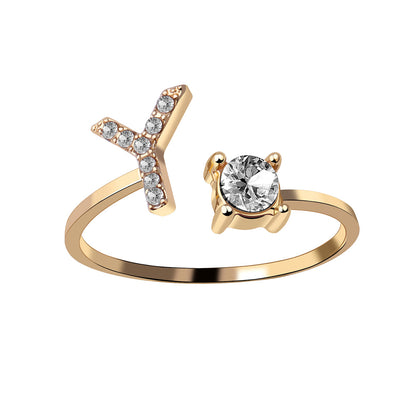 Crystal Initial Open Ring