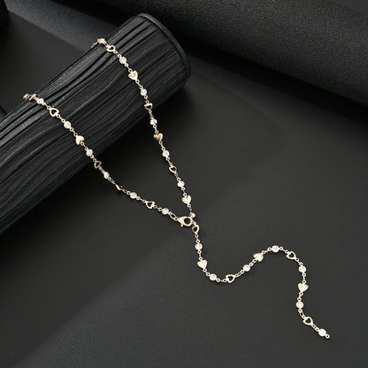 Rhinestone Detail Gold Chain Necklace